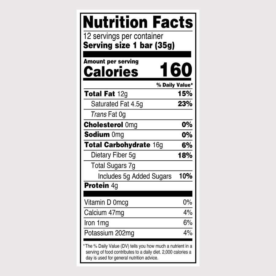 Nutrition Facts Panel — Dark Chocolate Crunch Bar