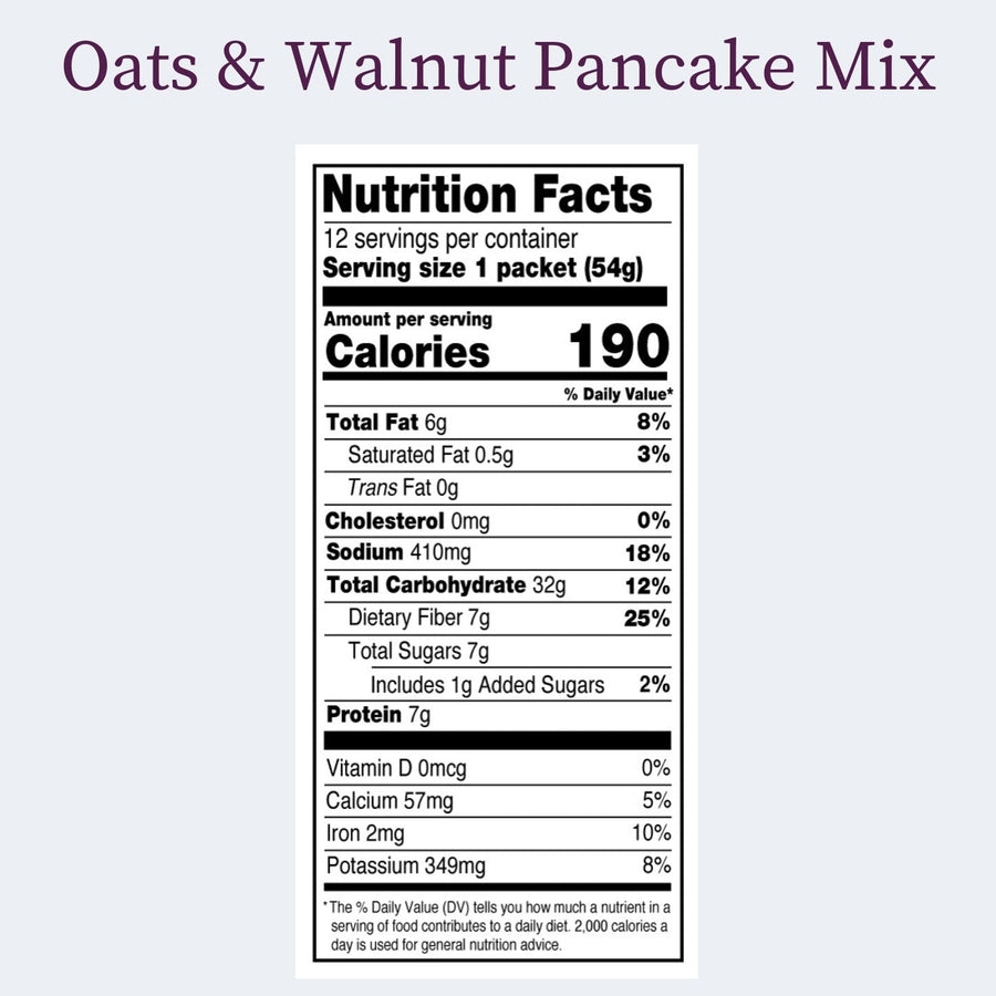 Nutrition Facts Panel — Oats & Walnut Pancake Mix