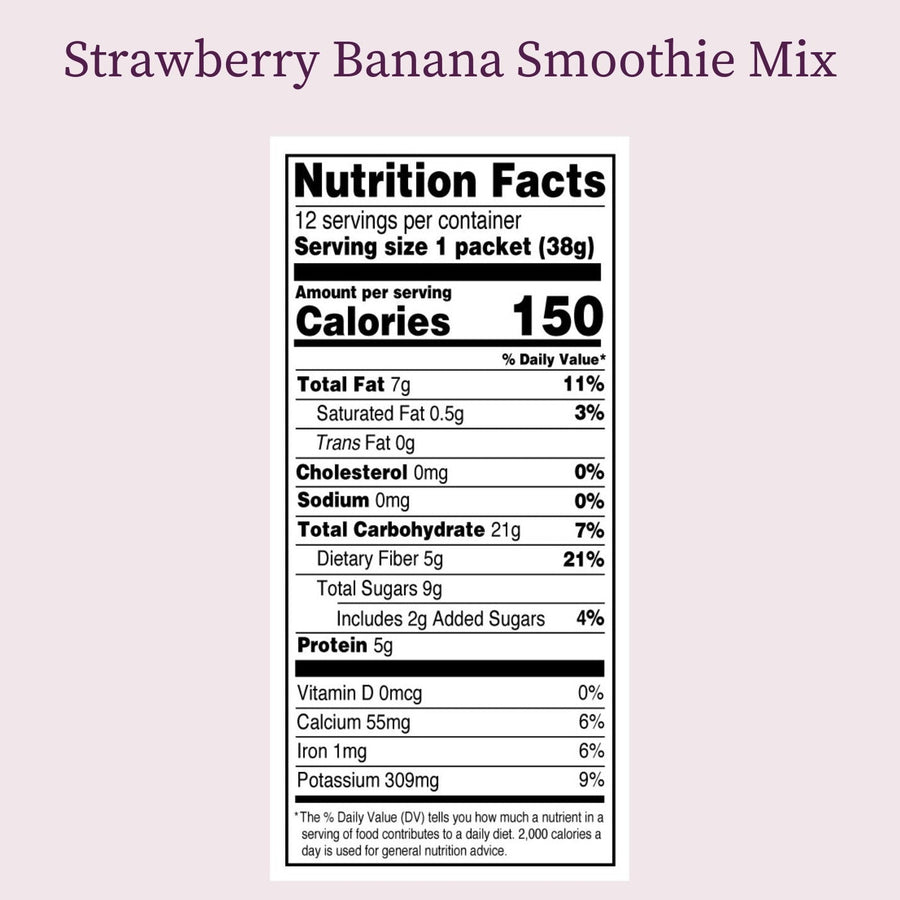 Nutrition Facts Panel — Strawberry Banana Smoothie Mix